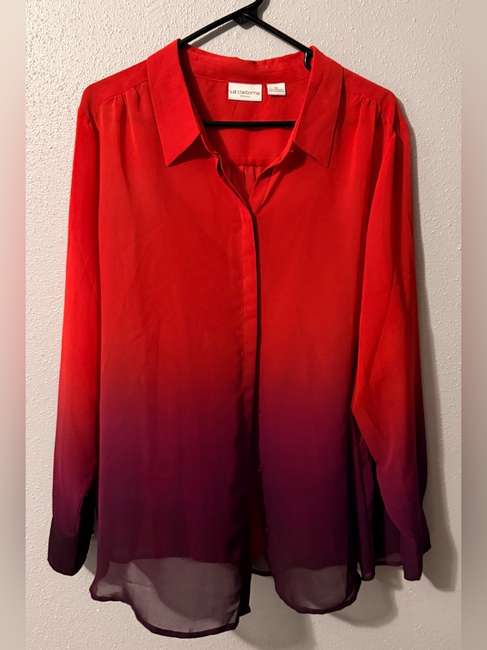 Liz Claiborne Red to Purple Ombre Button-Front Blouse